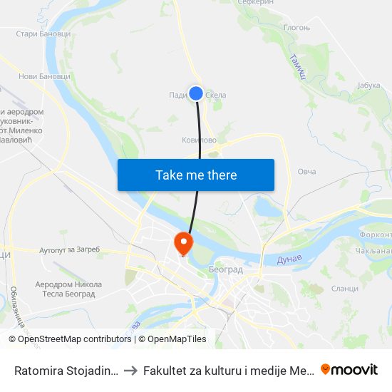 Ratomira Stojadinovića to Fakultet za kulturu i medije Megatrend map