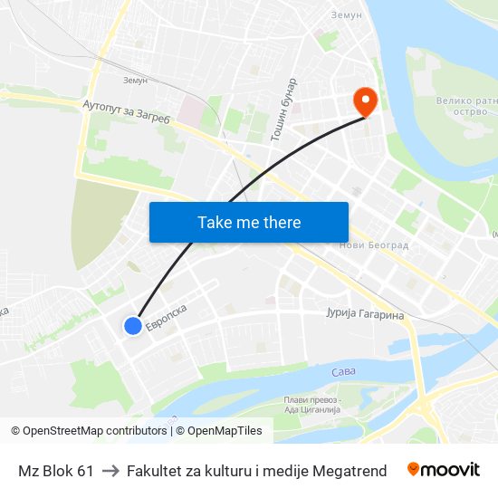 Mz Blok 61 to Fakultet za kulturu i medije Megatrend map