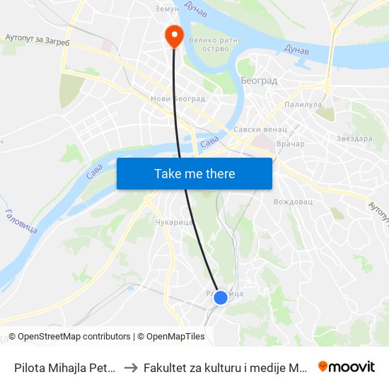 Pilota Mihajla Petrovića to Fakultet za kulturu i medije Megatrend map