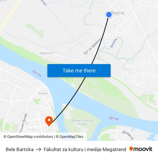 Bele Bartoka to Fakultet za kulturu i medije Megatrend map