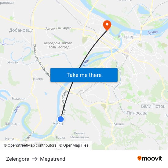 Zelengora to Megatrend map