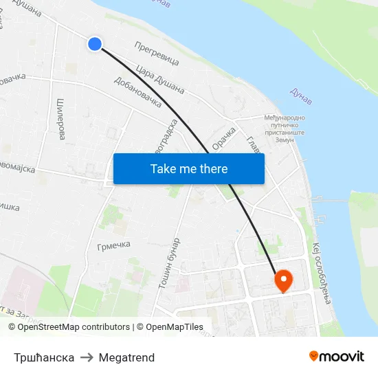 Trsćanska to Megatrend map