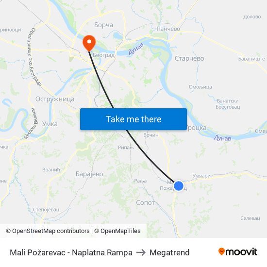 Mali Požarevac - Naplatna Rampa to Megatrend map