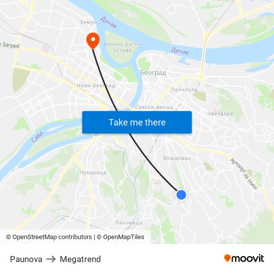 Paunova to Megatrend map