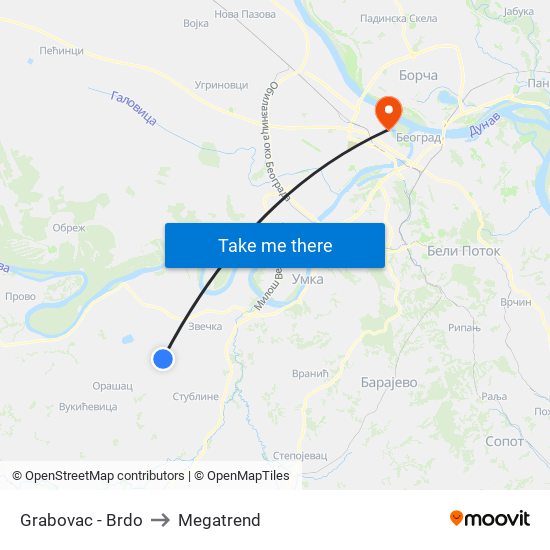 Grabovac - Brdo to Megatrend map