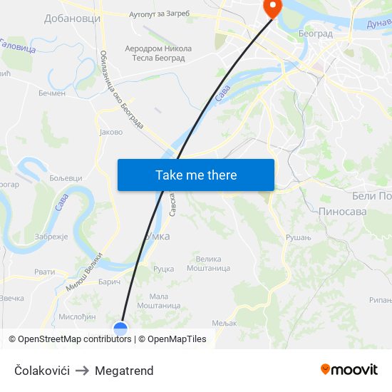 Čolakovići to Megatrend map