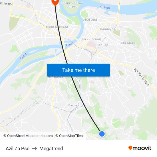 Azil Za Pse to Megatrend map