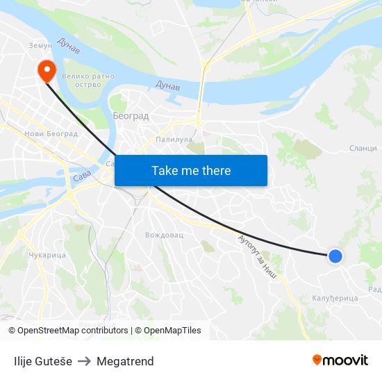 Ilije Guteše to Megatrend map