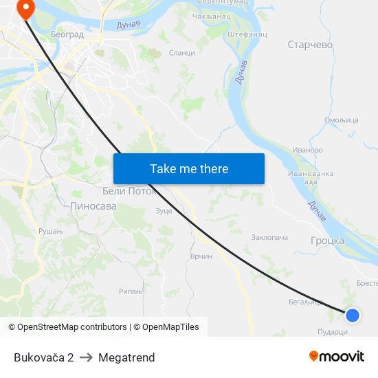 Bukovača 2 to Megatrend map