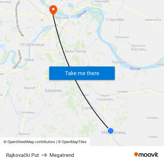 Rajkovački Put to Megatrend map
