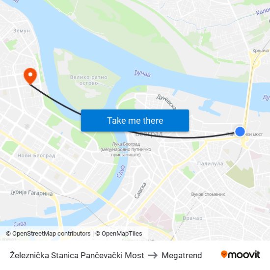 Železnička Stanica Pančevački Most to Megatrend map