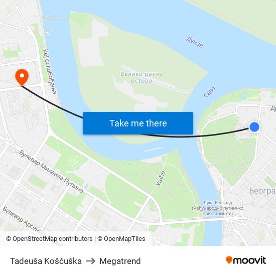 Tadeuša Košćuška to Megatrend map