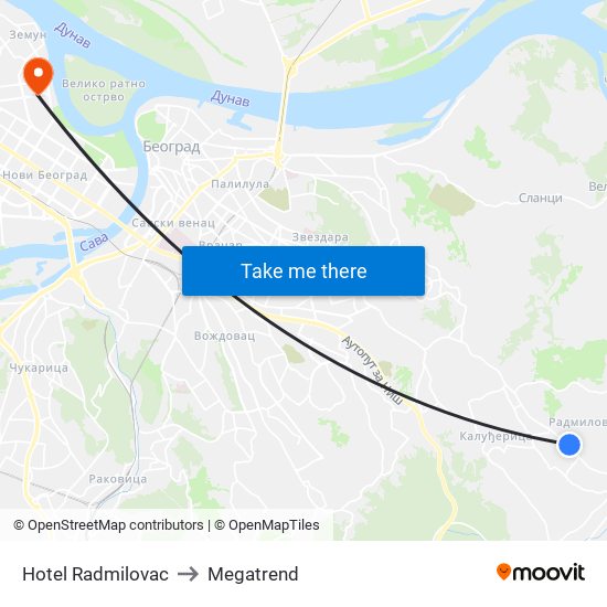 Hotel Radmilovac to Megatrend map