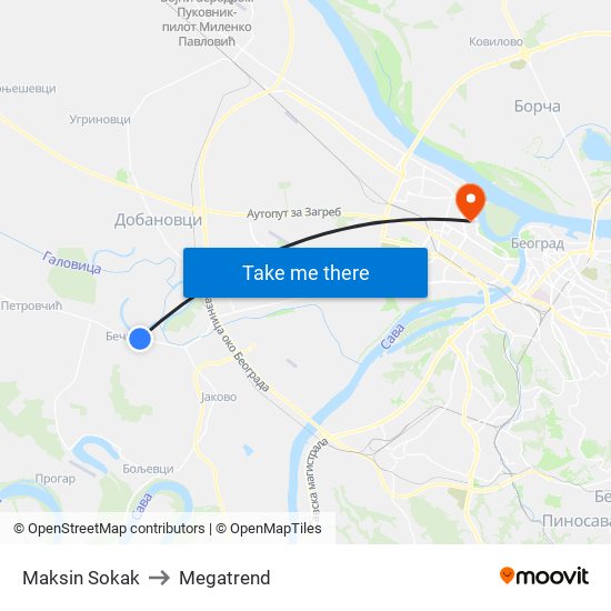 Maksin Sokak to Megatrend map
