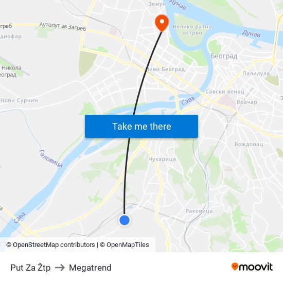 Put Za Žtp to Megatrend map