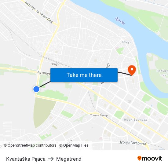 Kvantaška Pijaca to Megatrend map