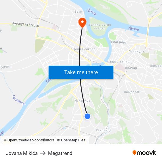 Jovana Mikića to Megatrend map