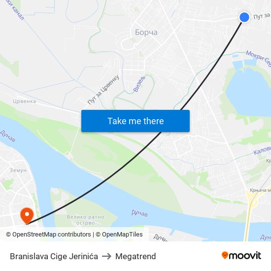 Branislava Cige Jerinića to Megatrend map