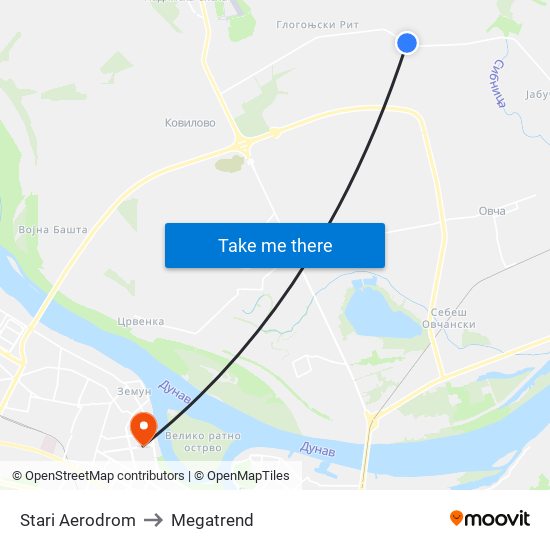 Stari Aerodrom to Megatrend map
