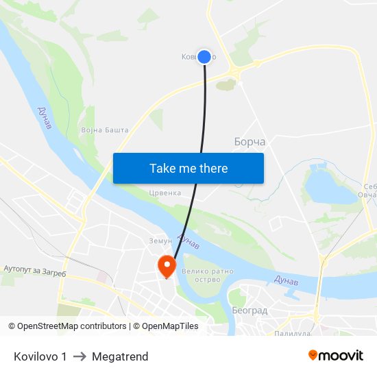 Kovilovo 1 to Megatrend map