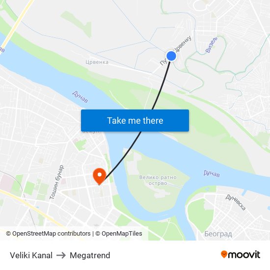 Veliki Kanal to Megatrend map