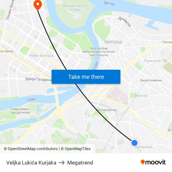 Veljka Lukića Kurjaka to Megatrend map