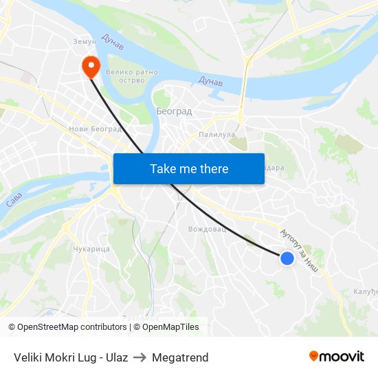 Veliki Mokri Lug - Ulaz to Megatrend map