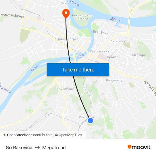 Go Rakovica to Megatrend map