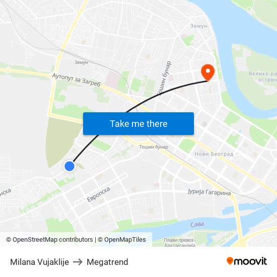 Milana Vujaklije to Megatrend map