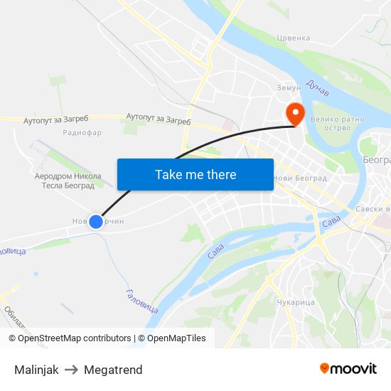 Malinjak to Megatrend map