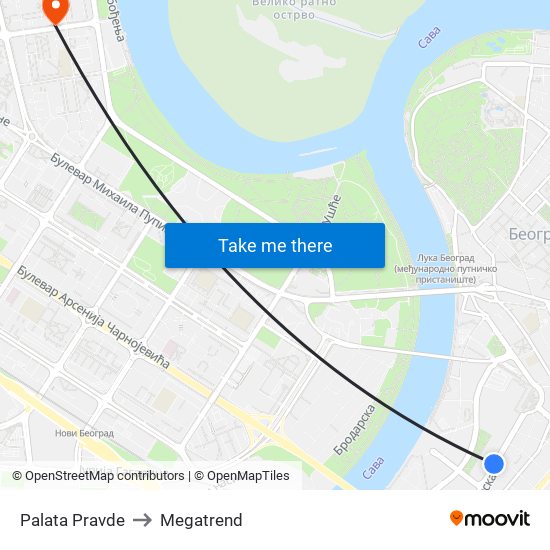 Palata Pravde to Megatrend map