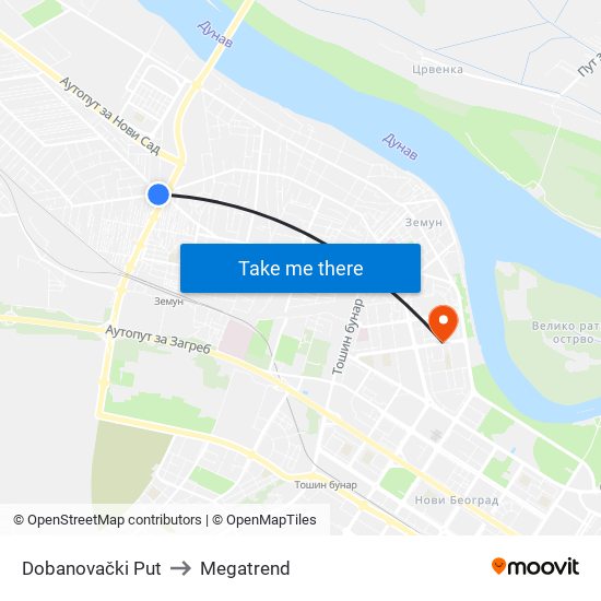 Dobanovački Put to Megatrend map