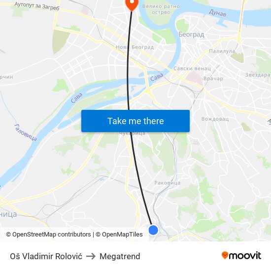 Oš Vladimir Rolović to Megatrend map