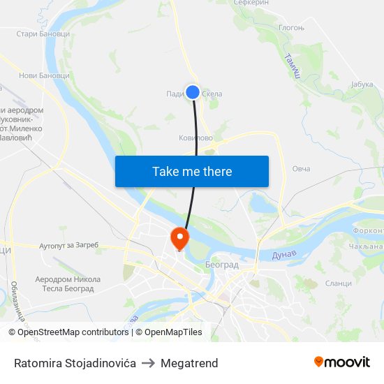 Ratomira Stojadinovića to Megatrend map