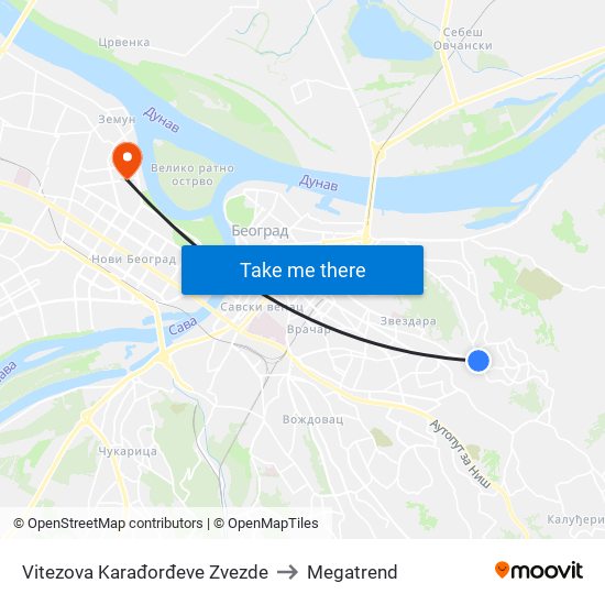 Vitezova Karađorđeve Zvezde to Megatrend map