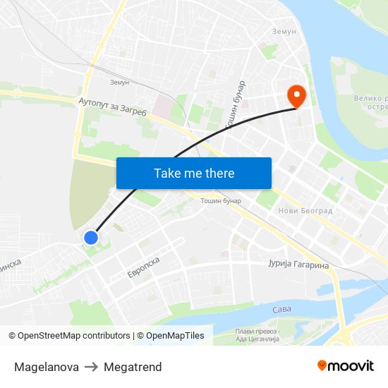 Magelanova to Megatrend map