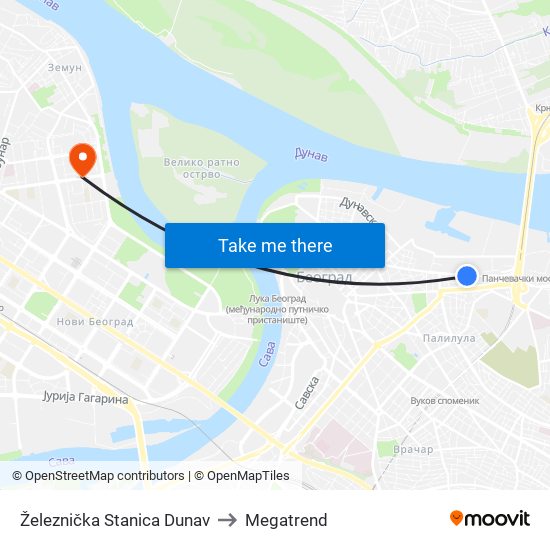 Železnička Stanica Dunav to Megatrend map