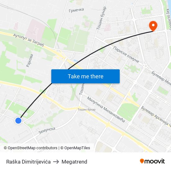 Raška Dimitrijevića to Megatrend map