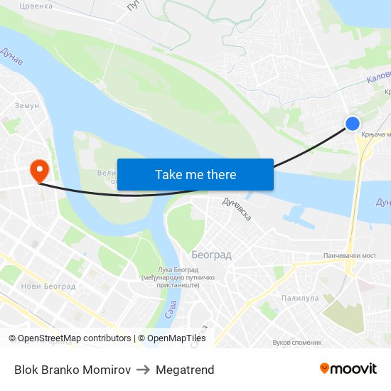 Blok Branko Momirov to Megatrend map