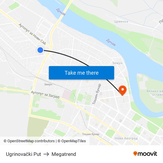Ugrinovački Put to Megatrend map