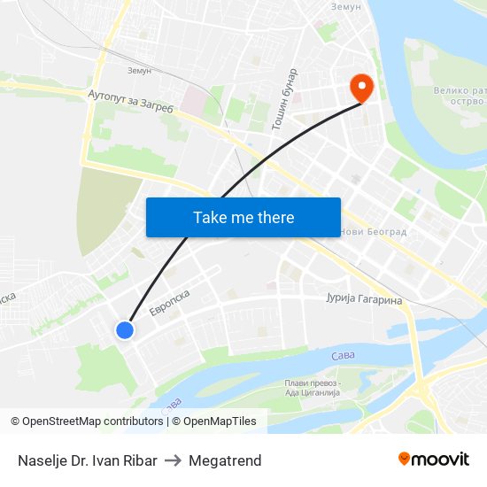 Naselje Dr. Ivan Ribar to Megatrend map