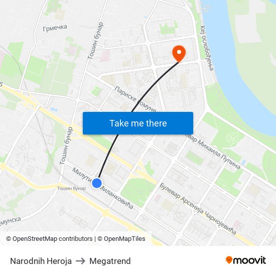 Narodnih Heroja to Megatrend map