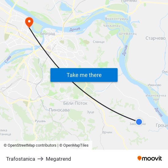 Trafostanica to Megatrend map