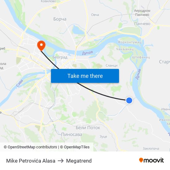 Mike Petrovića Alasa to Megatrend map