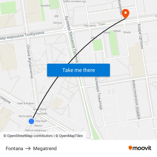 Fontana to Megatrend map