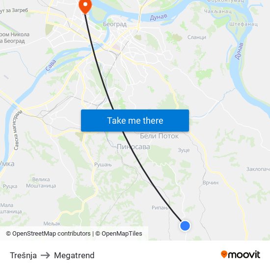 Trešnja to Megatrend map