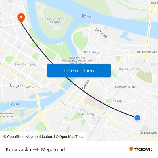 Kruševačka to Megatrend map