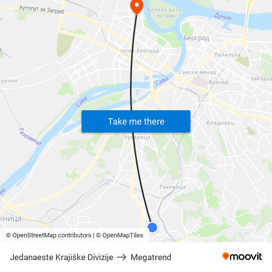 Jedanaeste Krajiške Divizije to Megatrend map