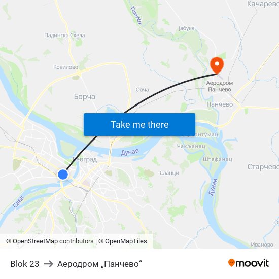 Blok 23 to Аеродром „Панчево“ map