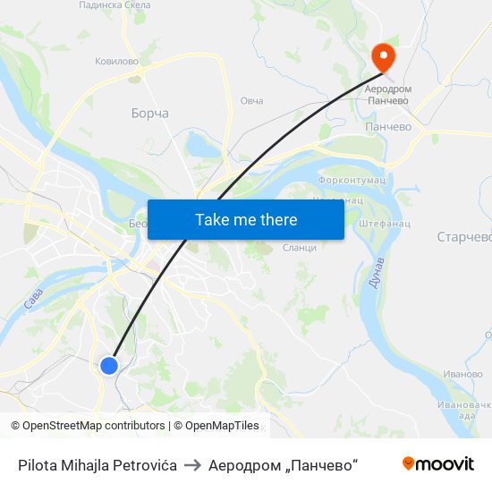 Pilota Mihajla Petrovića to Аеродром „Панчево“ map